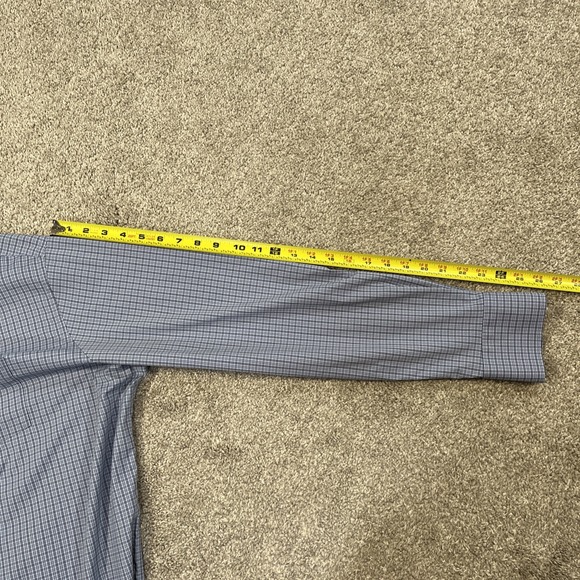 Peter Millar Summer Comfort Button Up Shirt XL Blue‎ Plaid Stretch Nylon Golf - Picture 8 of 10